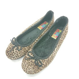 ◇ ⊇ Okyti ヒョウ柄 リボン装飾 バレエシューズ サイズ36 ベージュ系 レディース E 【中古】