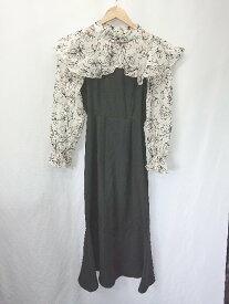 ◇ ⊂ FUN ファン シアー 切替 長袖 ロング ワンピース サイズF ブラック アイボリー系 レディース E 【中古】