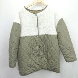 ◇ ⊇ FUN ファン 異素材ミックス 長袖 コート サイズフリー カーキ レディース E 【中古】