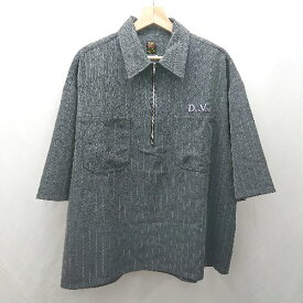 ◇ DeeVoo フロントハーフジップ　ロゴ刺?　カジュアル　夏物 半袖 Tシャツ サイズF グレー系 メンズ E 【中古】