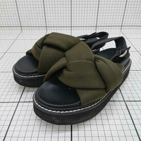 ◇ ⊂ 【シップス SHIPS】クロスデザイン プラットフォームサンダル カーキ系 24cm レディース E 【中古】