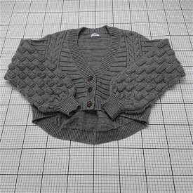 ◇ Θ ジュメル JUMELLE バブルスリーブ ケーブル編みカーディガン グレー系 レディース E 【中古】