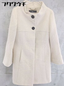 ■ INED イネド アンゴラ混 長袖 コート サイズ9 ホワイト レディース 【中古】