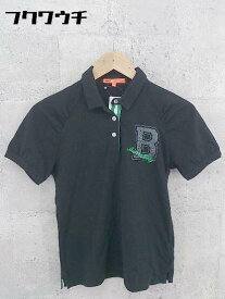 ◇ beams golf ビームス ロゴ プリント 刺繍 半袖 ポロシャツ サイズM ブラック レディース 【中古】