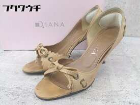 ◇ DIANA ダイアナ リボン サンダル 22　1/2 ブラウン * 1002799340984 【中古】