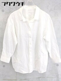◇ COMME CA ISM コムサイズム リネン混 ストライプ 長袖 シャツ サイズ9 ホワイト レディース 【中古】