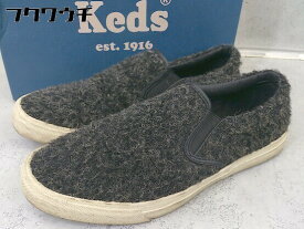 ◇ ◎ Keds ケッズ スリッポン スニーカー シューズ サイズ7H ブラック グレー レディース 【中古】