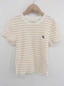◇ Abercrombie&Fitch ボーダー 半袖 Tシャツ カットソー サイズS ホワイト オレンジ系 レディース P 【中古】