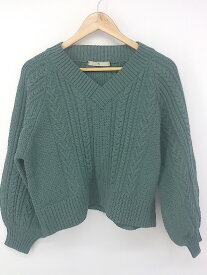 ◇ N. Natural Beauty Basic Vネック 長袖 ケーブル ニット セーター グリーン レディース E 【中古】