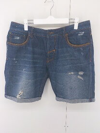 ◇ ZARA JEANS ザラジーンズ ダメージ加工 デニム ショート パンツ サイズEUR 44 USA 34 インディゴ メンズ E 【中古】