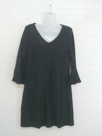 ◇ ◎ ●未使用● LACE LADIES レースレディース タグ付き 総レース 長袖 膝丈 ワンピース サイズXL ブラック レディース P 【中古】