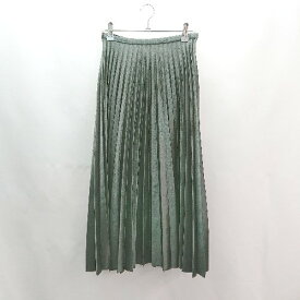 ◇ ZARA WOMAN サイドジップ プリーツ シンプル 高級感 ひざ丈 フレア スカート サイズXS グリーン系 レディース E 【中古】