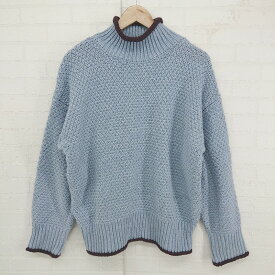 ◇ LOWRYS FARM ローリーズファーム ハイネック 秋冬 長袖 ニット セーター サイズF ブルー系 レディース E 【中古】