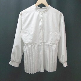 ◇ HUDSON honey 裾プリーツ フレンチスリーブ 長袖 ブラウス サイズS ホワイト レディース E 【中古】