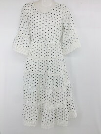 ◇ ◎ ●未使用● tocco closet 水玉 ドット 七分袖 レディース ワンピース サイズM ホワイト ブラック レディース P 【中古】