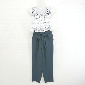 ◇ ◎ CECIL McBEE レース レイヤード風 ノースリーブ オールインワン サイズM ネイビー ホワイト系 レディース E 【中古】