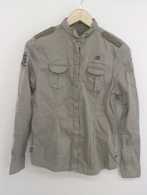 ◇ NAPAPIJRI ナパピリ ワッペン 刺繍 長袖 シャツ サイズS ダークベージュ系 レディース E 【中古】