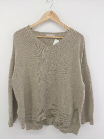◇ NANING9 ナンニング Vネック ウール混 長袖 ニット セーター サイズF ダークベージュ レディース P 【中古】