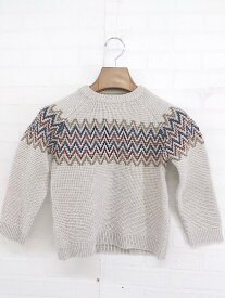 ◇ ZARA ザラ 柄 クルーネック キッズ 子供服 長袖 ニット セーター サイズ6 ベージュ ブラウン系 レディース E 【中古】