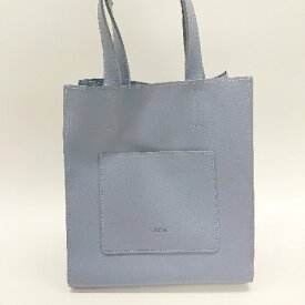 ◇ ACOURVE 合皮 フェイクレザー シンプル 無地 スクエア ハンド バッグ サックス ライトブルー レディース E 【中古】
