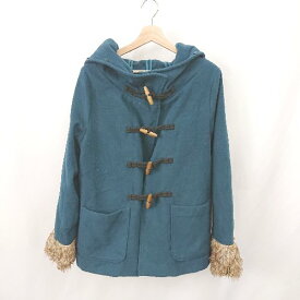 ■ somari ソマリ ファー付ショート ダッフル ペチ無地 長袖 コート サイズ2 モスグリーン レディース E 【中古】