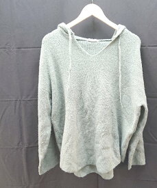 ◇ JEANASIS ジーナシス Vネック フード 無地 長袖 ニット パーカー サイズF グリーン系 レディース E 【中古】