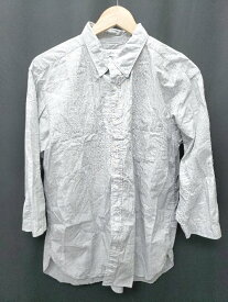 ◇ green label relaxing　UNITED ARROWS ドット　チェック 七分袖 シャツ サイズL グレー メンズ P 【中古】