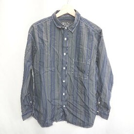 ◇ RAGEBLUE レイジブルー ストライプ柄 長袖 シャツ サイズS ダークグリーン メンズ E 【中古】