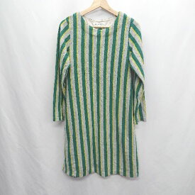 ◇ ⊇ MAISON DE PLAGE ストライプ柄 長袖 ロング丈 ワンピース サイズF グレー グリーン イエロー レディース E 【中古】
