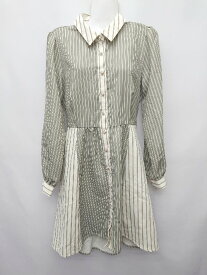 ◇ ⊂ axes femme アクシーズファム ストライプ 長袖 膝 ワンピース サイズM グリーン　ベージュ レディース P 【中古】