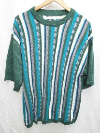 ◇ Θ　Φ Anchor Smith　アンカー スミス ストライプ柄 半袖 ニット サイズM グリーン メンズ P 【中古】