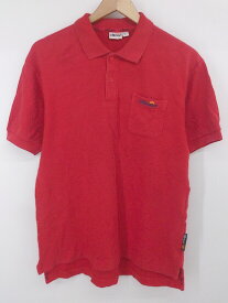 ◇ ellesse エレッセ カジュアル シンプル 無地 ロゴ刺繍 半袖 ポロシャツ サイズL レッド系 メンズ P 【中古】