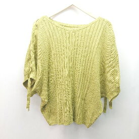 ◇ AZUL Vネック プルオーバー 無地 レースアップ 半袖 ニットカーディガン サイズM グリーン系 レディース E 【中古】