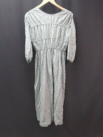 ◇ natural couture 無地　バックレースアップ ガーリー 長袖 ロング ワンピース サイズF ライトグリーン レディース E 【中古】