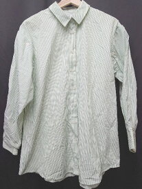 ◇ ◎ NICE CLAUP ナイス 2way ストライプ 長袖 シャツ ブラウス サイズF グリーン ホワイト レディース P 【中古】