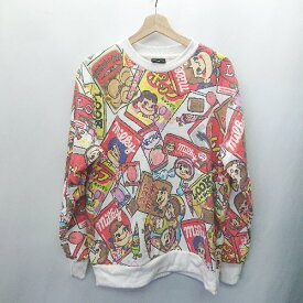 ◇ 日本織物中央卸商業組合連合会 PEKOちゃん柄 長袖 トレーナー スエット サイズL ホワイト レディース E 【中古】