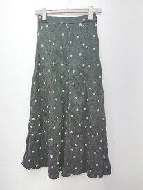 ◇ JEANASIS ジーナシス ウエストゴム ドット 水玉 ロング フレア スカート サイズF ブラック グレー レディース P 【中古】