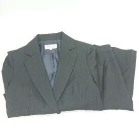 ◇ Θ LURE CONSCIOUS ストライプ柄 ひざ丈 スカートスーツ サイズ1 ブラック系 レディース E 【中古】