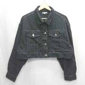 ◇ ⊇ FUN ファン 綿 クロップド丈 長袖 ジャケット サイズF ブラック レディース E 【中古】