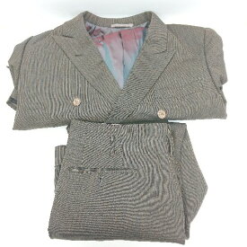 ■ ⊇ SI-RO-SET ストライプ柄 W ジャケット パンツ セットアップ サイズ表記なし ブラウン グリーン系 メンズ E 【中古】