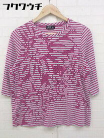 ◇ KANSAI BIS ボーダー 柄 七分袖 Tシャツ カットソー サイズ 13 ピンク グレー レディース 【中古】