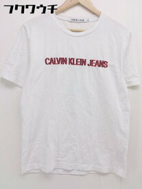 ◇ Calvin Klein Jeans カルバン クライン ジーンズ ブランドロゴ 半袖 Tシャツ カットソー サイズS ホワイト レッド メンズ 【中古】