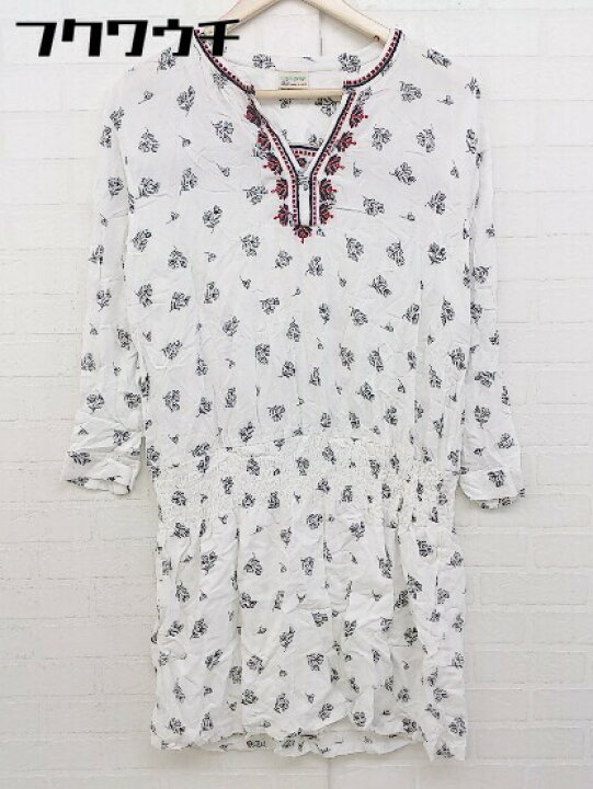 楽天市場 Navasana ナバアサナ 花柄 長袖 ミニ ワンピース サイズf ホワイト ブラック レッド系 レディース 中古 フクワウチ