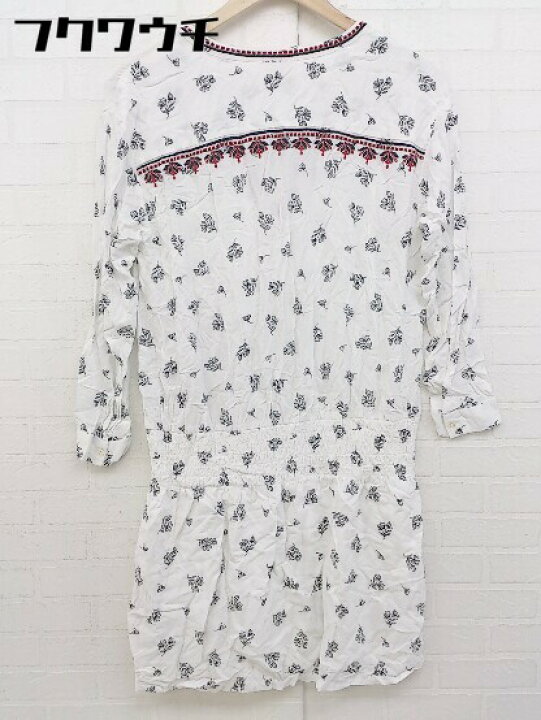 楽天市場 Navasana ナバアサナ 花柄 長袖 ミニ ワンピース サイズf ホワイト ブラック レッド系 レディース 中古 フクワウチ