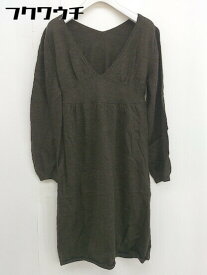 ◇ Spick & Span スピック＆スパン Vネック ウール ニット 長袖 膝丈 ワンピース 表記なし ダークブラウン レディース 【中古】