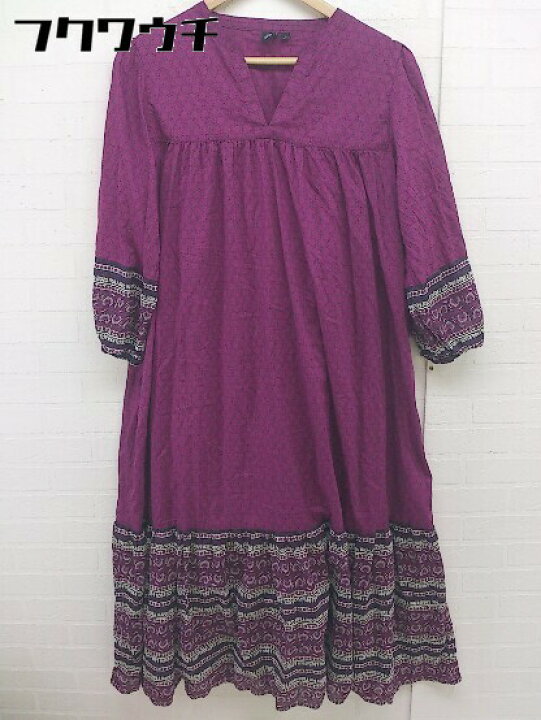 楽天市場 Anna Sui アナ スイ Uniqlo ユニクロ 総柄 七分袖 ロング ワンピース サイズl パープル系 レディース 中古 フクワウチ