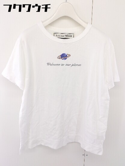 ◇ Tu es mon TRESOR トゥエモントレゾア スパンコール 半袖 Tシャツ カットソー サイズ40（M） ホワイト レディース 【中古】 Tシャツ・カットソー