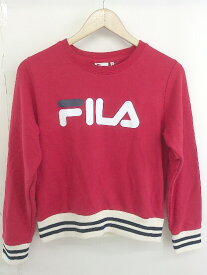 ◇ FILA × E hyphen world gallery ビッグロゴ 長袖 スウェット プルオーバー サイズF レッド系 マルチ レディース 【中古】