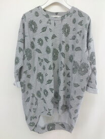 ◇ NUMPH ニンフ オーバーサイズ 総柄 七分袖 Tシャツ カットソー サイズS グレー グリーン レディース 【中古】