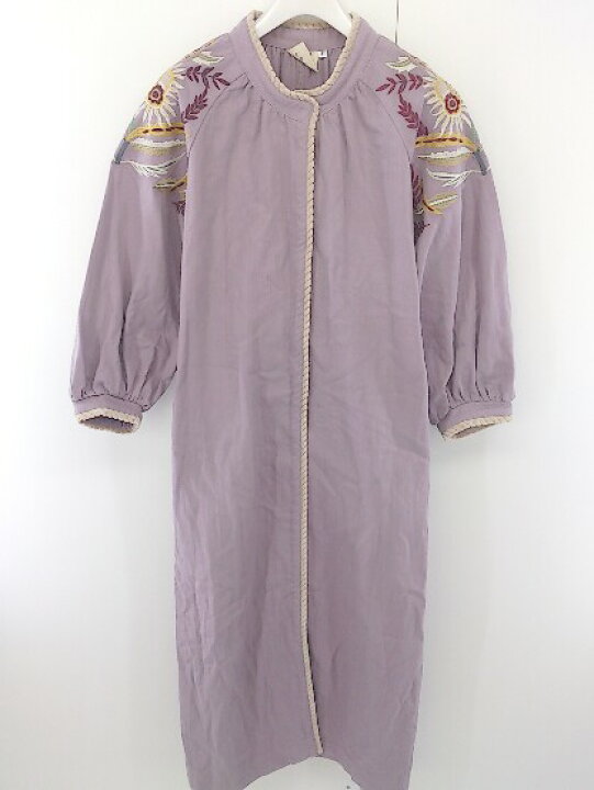 楽天市場 Titicaca チチカカ 刺繍 長袖 コート ワンピース サイズf パープル系 レディース 中古 フクワウチ